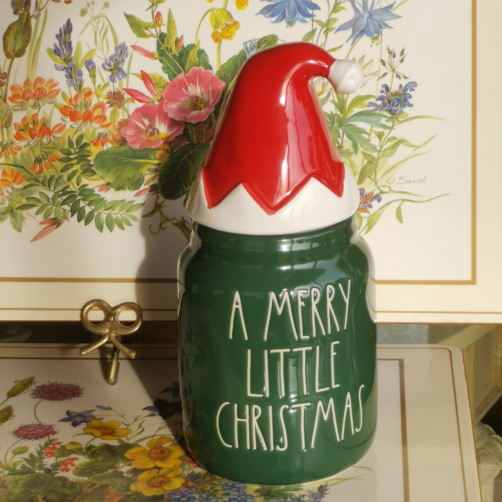 Rae Dunn Red and Green Christmas Cookie Jar
